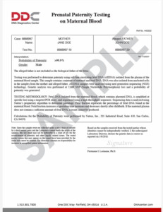 Prenatal Paternity DNA Test Result Sample